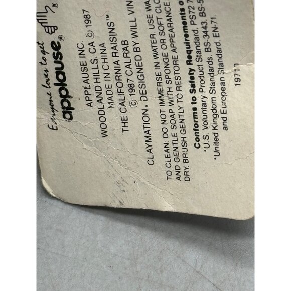 Applesauce California Raisins Plush Grapes With Trumpet By Applause 1987 READ - Picture 2 of 8